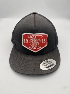 Lazy J Ranch Black and Red Ranch Classic Patch Five Panel Trucker Hat